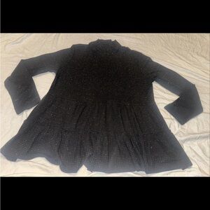 LC Lauren Conrad Womens Black Glitter Long Sleeve Top SIZE XL